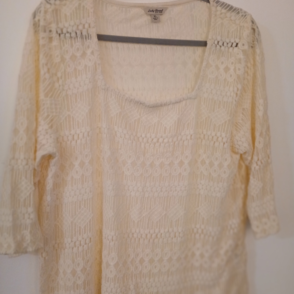Lucky Brand Cream Lace Blouse